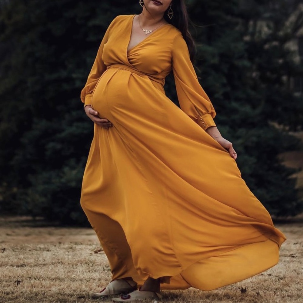 Pinkblush Yellow Chiffon Maternity Maxi Dress